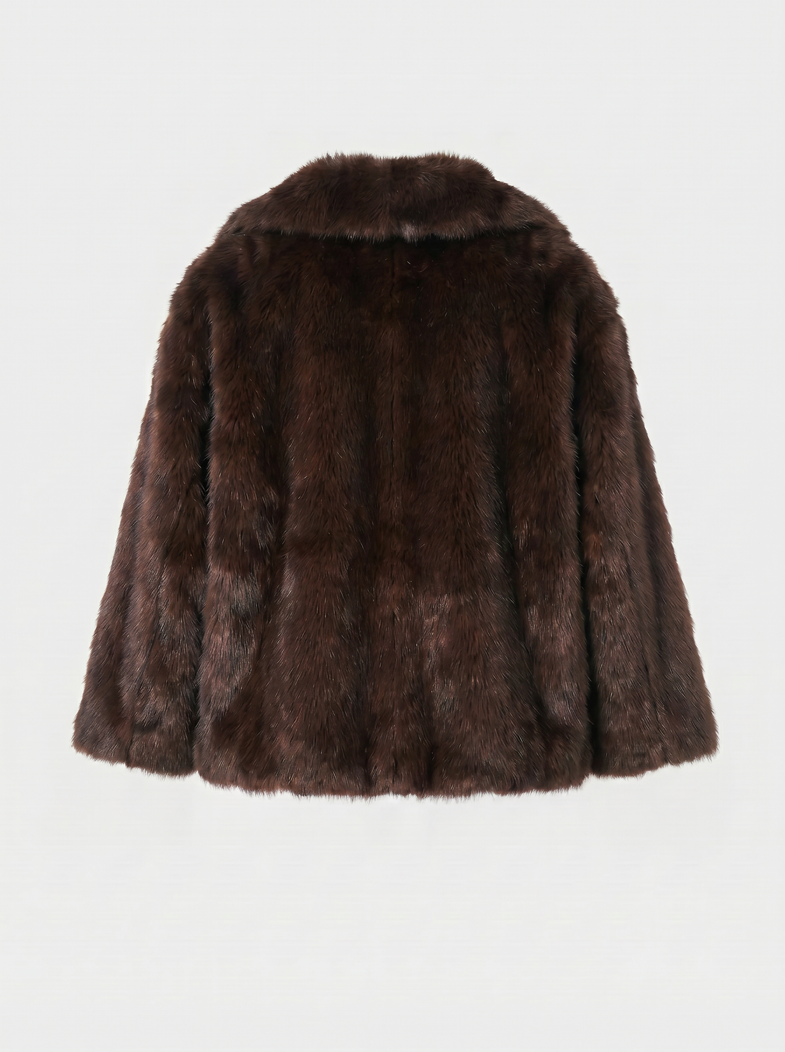 Brown Faux Mink Fur Short Jacket - Image 3