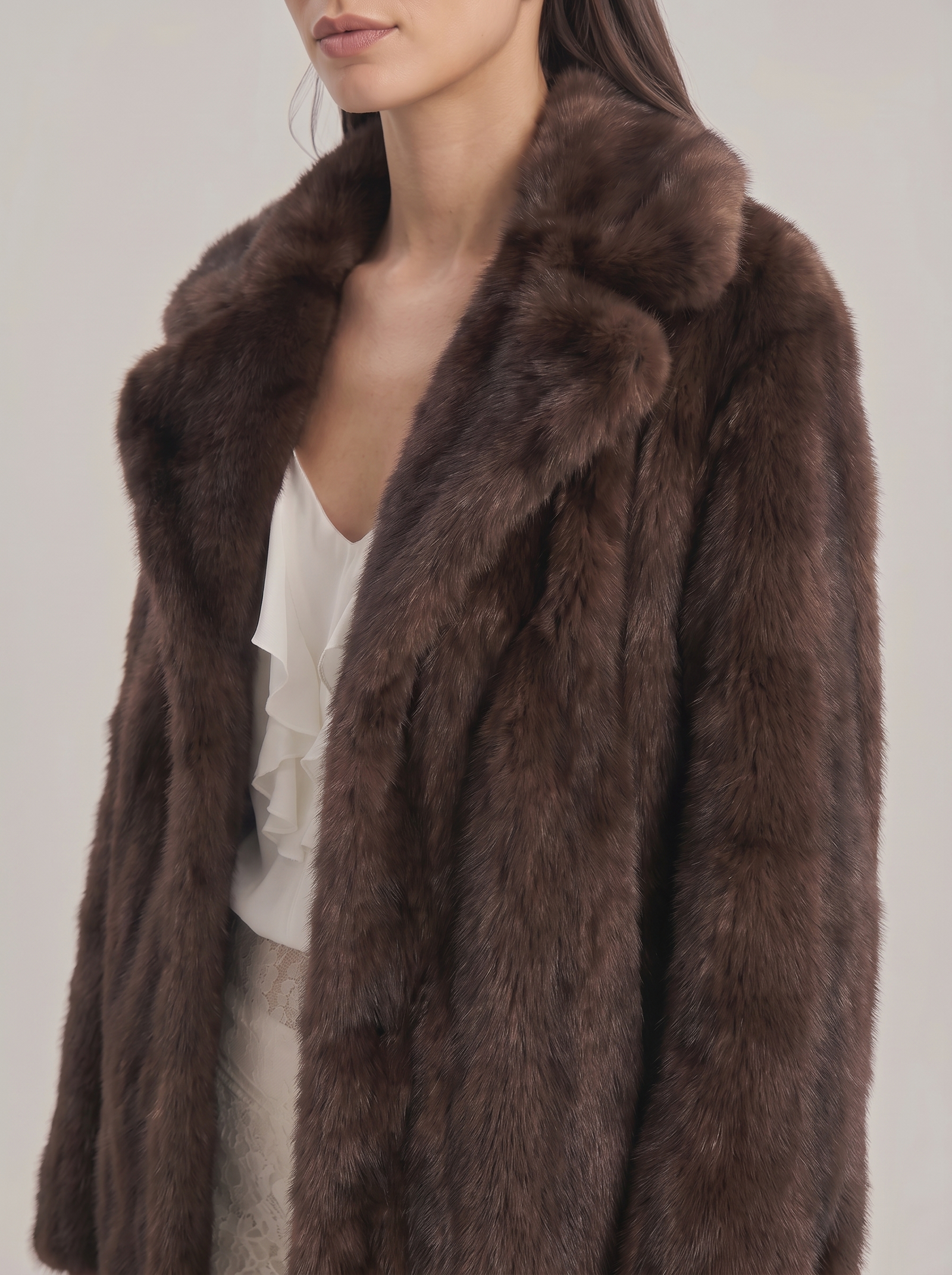 Brown Faux Mink Fur Short Jacket - Image 5