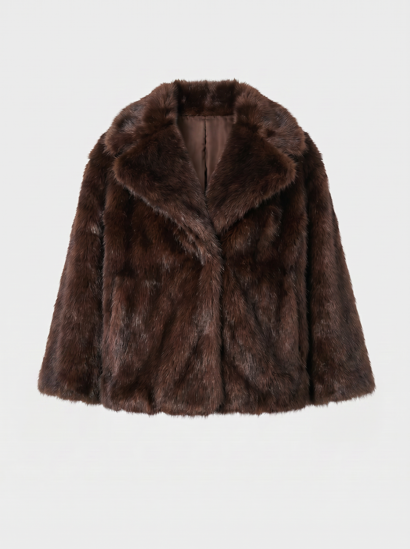 Brown Faux Mink Fur Short Jacket - Image 4