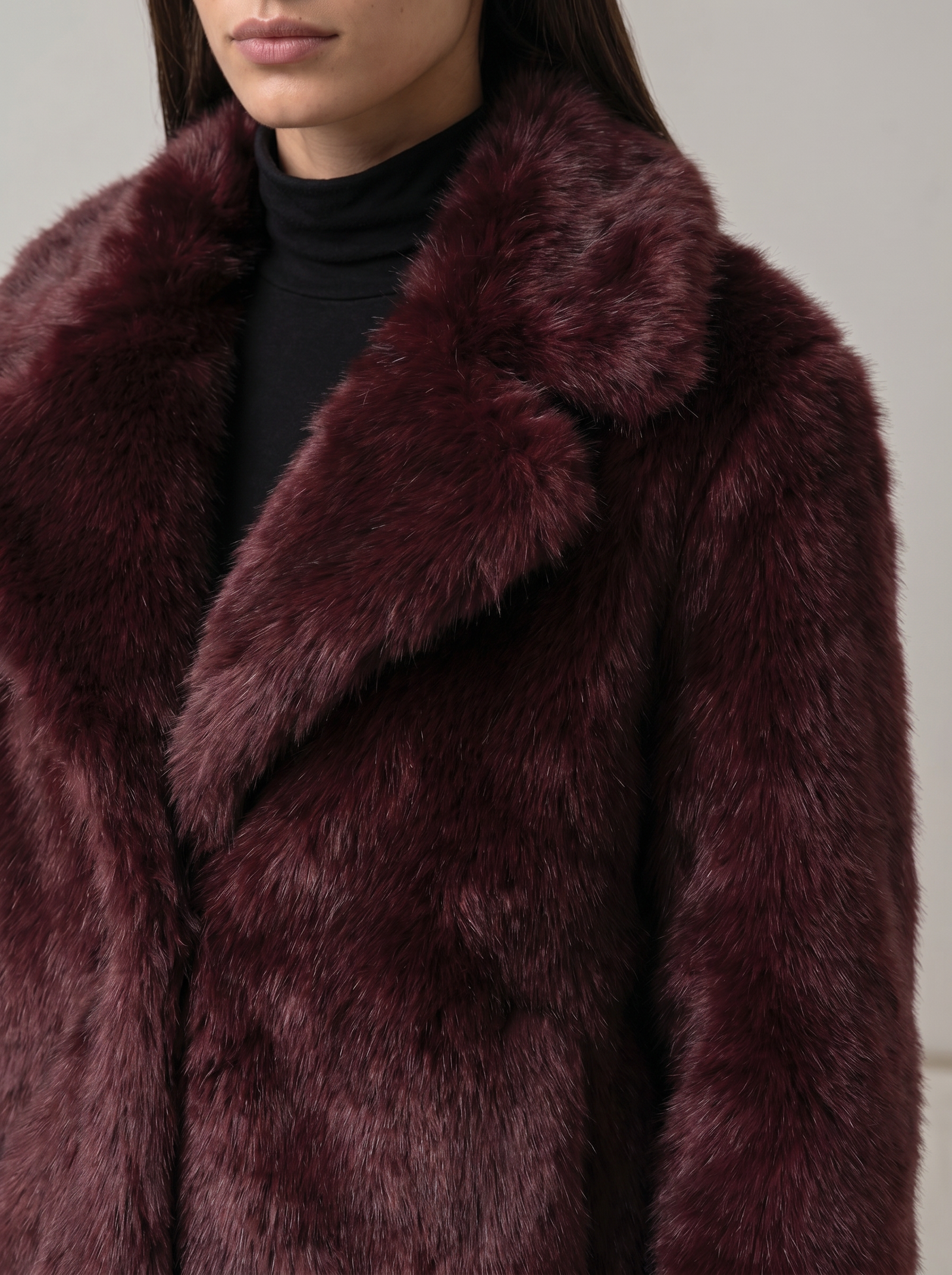 Red Faux Mink Fur Short Jacket - Image 5