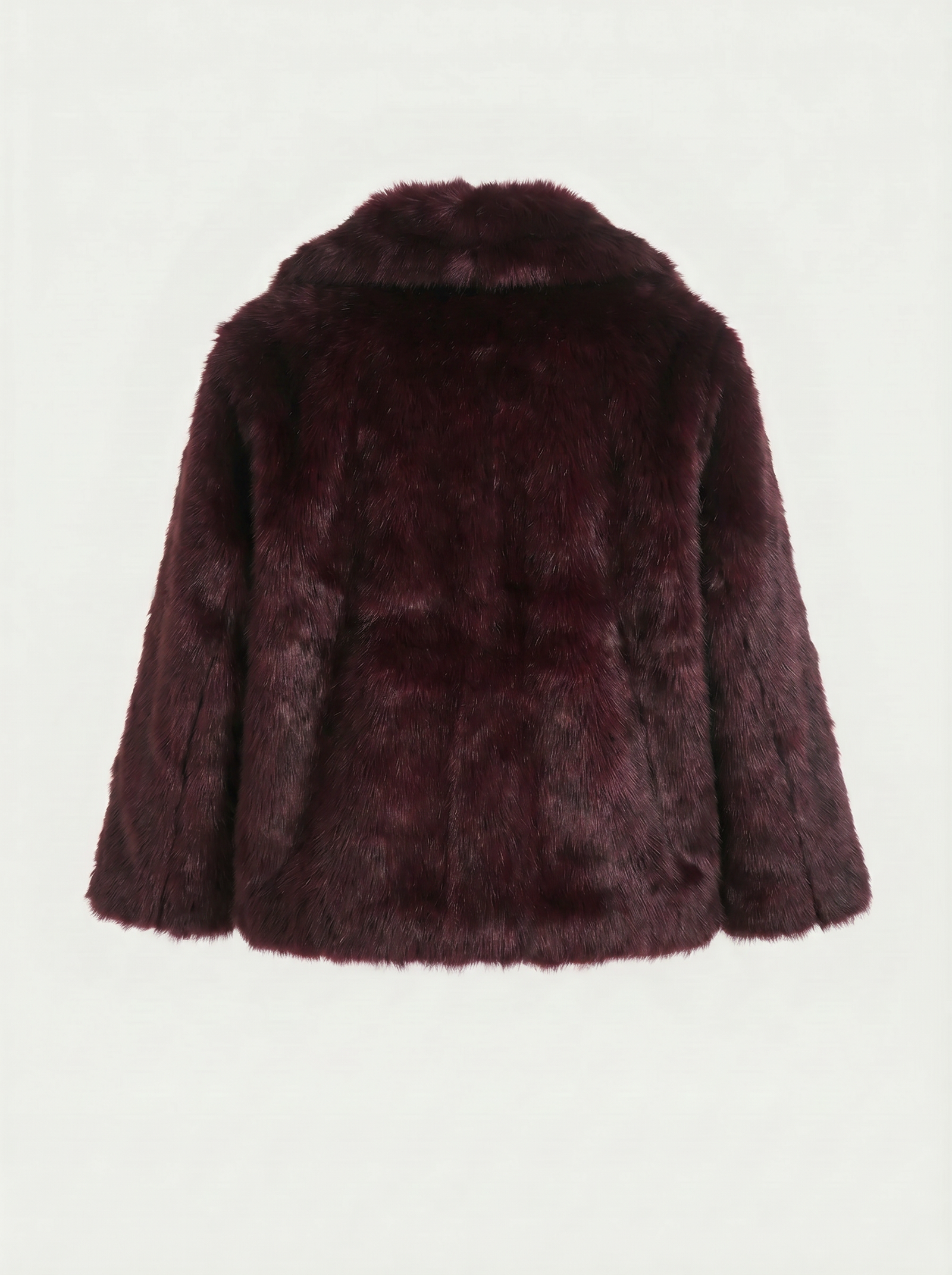 Red Faux Mink Fur Short Jacket - Image 3